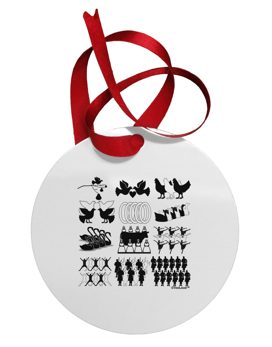 Twelve Days of Christmas Circular Metal Ornament-Ornament-TooLoud-White-Davson Sales