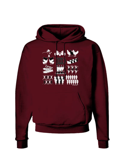 Twelve Days of Christmas Dark Hoodie Sweatshirt-Hoodie-TooLoud-Maroon-Small-Davson Sales