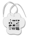 Twelve Days of Christmas Paw Print Shaped Ornament-Ornament-TooLoud-White-Davson Sales