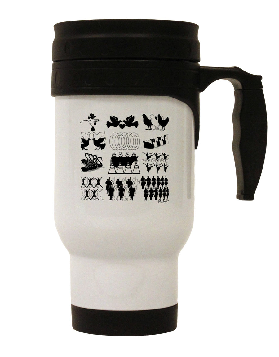 Twelve Days of Christmas Stainless Steel 14oz Travel Mug-Travel Mugs-TooLoud-White-Davson Sales