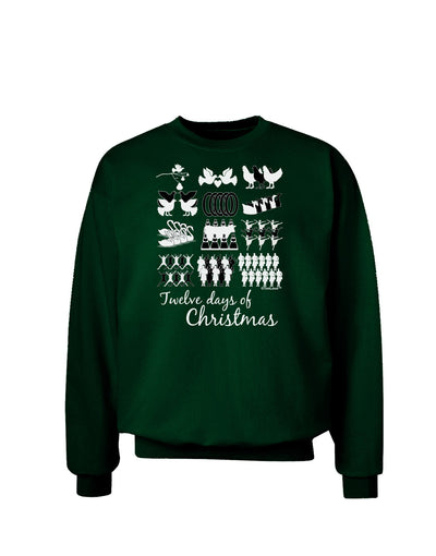 Twelve Days of Christmas Text Adult Dark Sweatshirt-Sweatshirts-TooLoud-Deep-Forest-Green-Small-Davson Sales