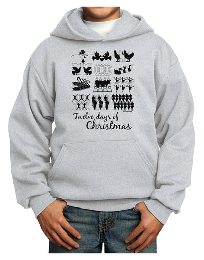 Twelve Days of Christmas Text Youth Hoodie Pullover Sweatshirt-Youth Hoodie-TooLoud-Ash-XS-Davson Sales