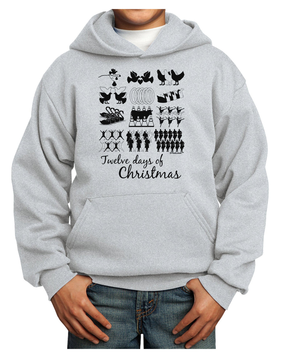 Twelve Days of Christmas Text Youth Hoodie Pullover Sweatshirt-Youth Hoodie-TooLoud-White-XS-Davson Sales