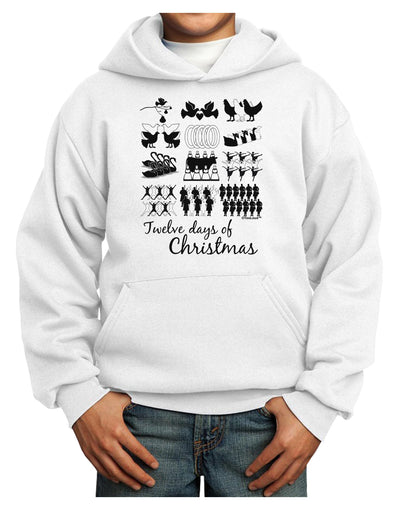 Twelve Days of Christmas Text Youth Hoodie Pullover Sweatshirt-Youth Hoodie-TooLoud-White-XS-Davson Sales