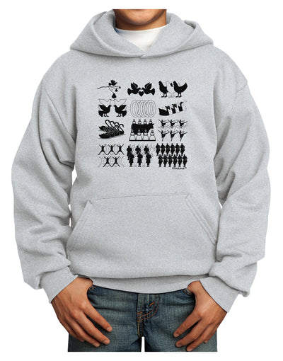 Twelve Days of Christmas Youth Hoodie Pullover Sweatshirt-Youth Hoodie-TooLoud-Ash-XS-Davson Sales