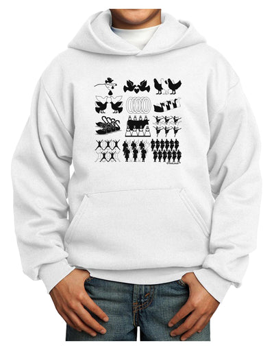 Twelve Days of Christmas Youth Hoodie Pullover Sweatshirt-Youth Hoodie-TooLoud-White-XS-Davson Sales