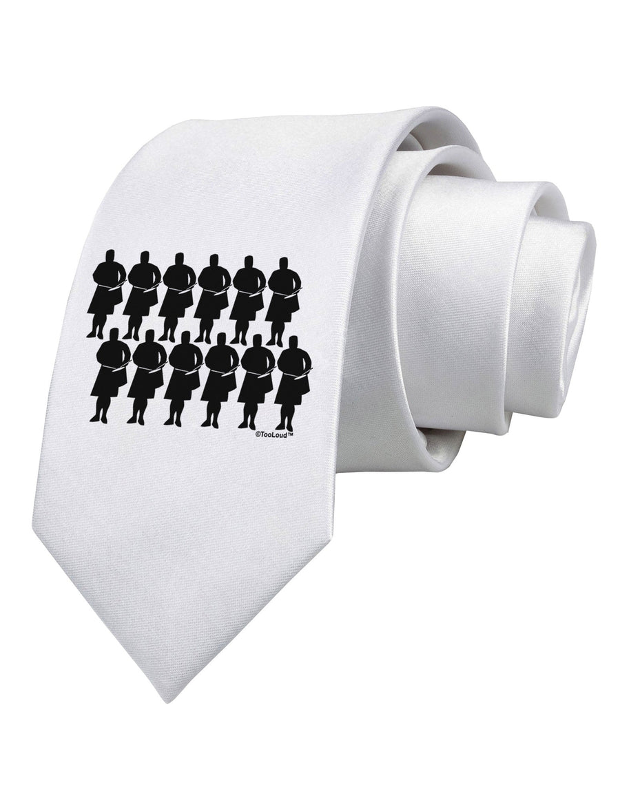 Twelve Drummers Drumming Printed White Necktie