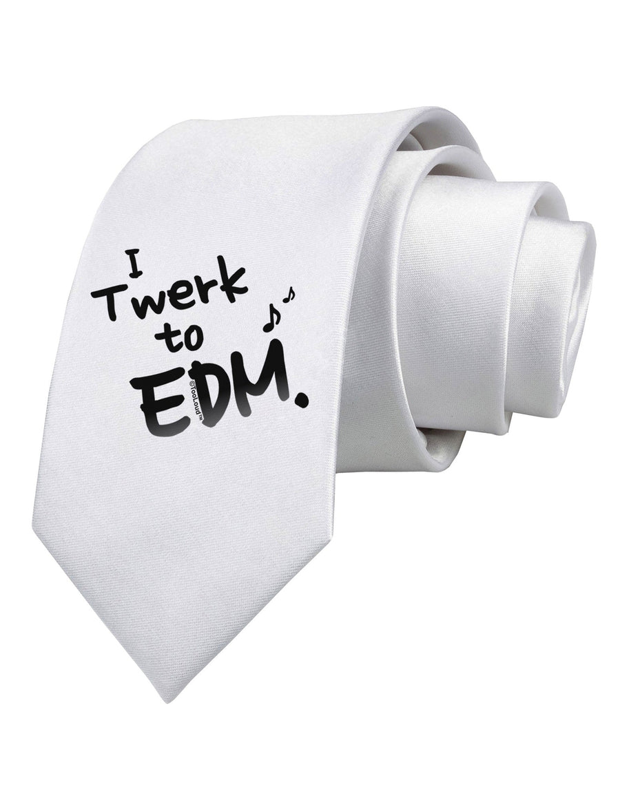 Twerk To EDM BnW Printed White Necktie