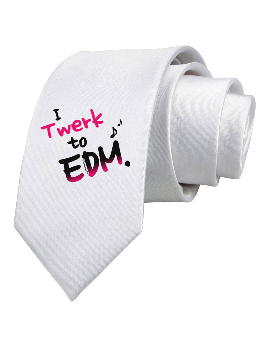 Twerk To EDM Pink Printed White Necktie