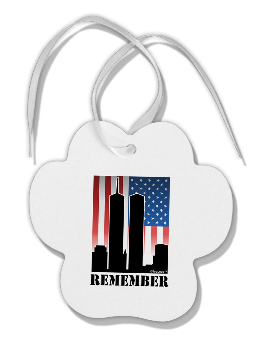 Twin Towers Remember Paw Print Shaped Ornament-Ornament-TooLoud-White-Davson Sales