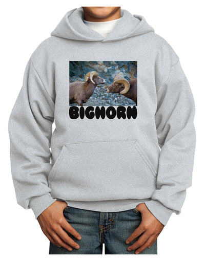 Two Bighorn Rams Text Youth Hoodie Pullover Sweatshirt-Youth Hoodie-TooLoud-Ash-XS-Davson Sales