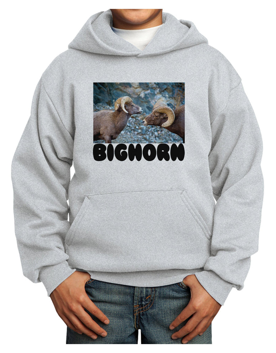 Two Bighorn Rams Text Youth Hoodie Pullover Sweatshirt-Youth Hoodie-TooLoud-White-XS-Davson Sales