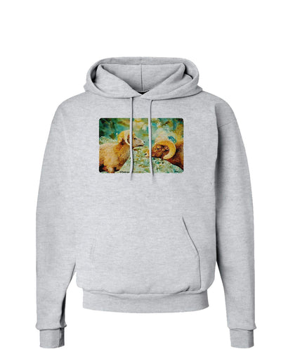 Two Bighorn Rams Watercolor Hoodie Sweatshirt-Hoodie-TooLoud-AshGray-Small-Davson Sales