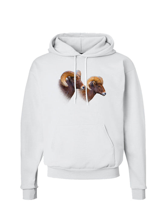 Two Majestic Bighorn Rams Hoodie Sweatshirt-Hoodie-TooLoud-White-Small-Davson Sales