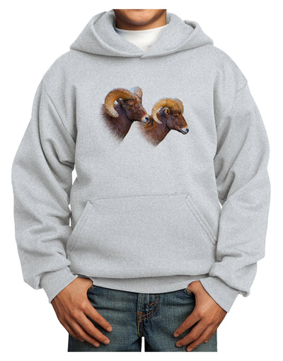 Two Majestic Bighorn Rams Youth Hoodie Pullover Sweatshirt-Youth Hoodie-TooLoud-Ash-XS-Davson Sales