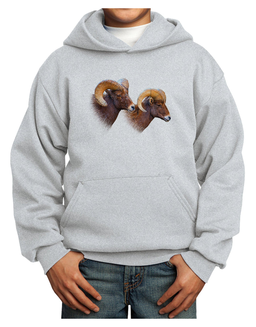 Two Majestic Bighorn Rams Youth Hoodie Pullover Sweatshirt-Youth Hoodie-TooLoud-White-XS-Davson Sales