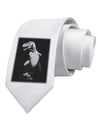 Tyrannosaurus Rex Design - Grayscale Printed White Necktie by TooLoud