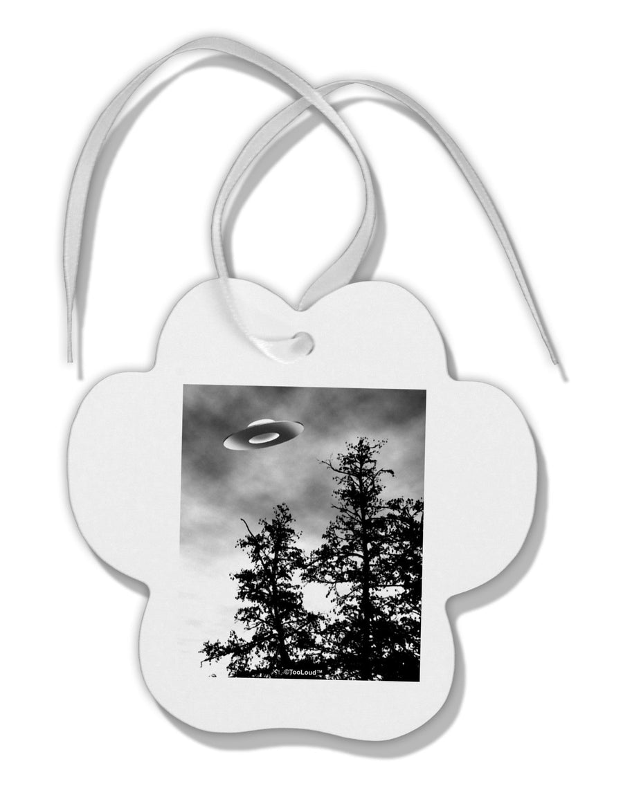 UFO Sighting - Extraterrestrial Paw Print Shaped Ornament by TooLoud-Ornament-TooLoud-White-Davson Sales