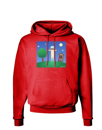 UFO Stopping At an Out-house Dark Hoodie Sweatshirt by TooLoud-Hoodie-TooLoud-Red-Small-Davson Sales