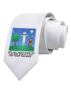 UFO Stopping At an Out-house Text Printed White Necktie by TooLoud