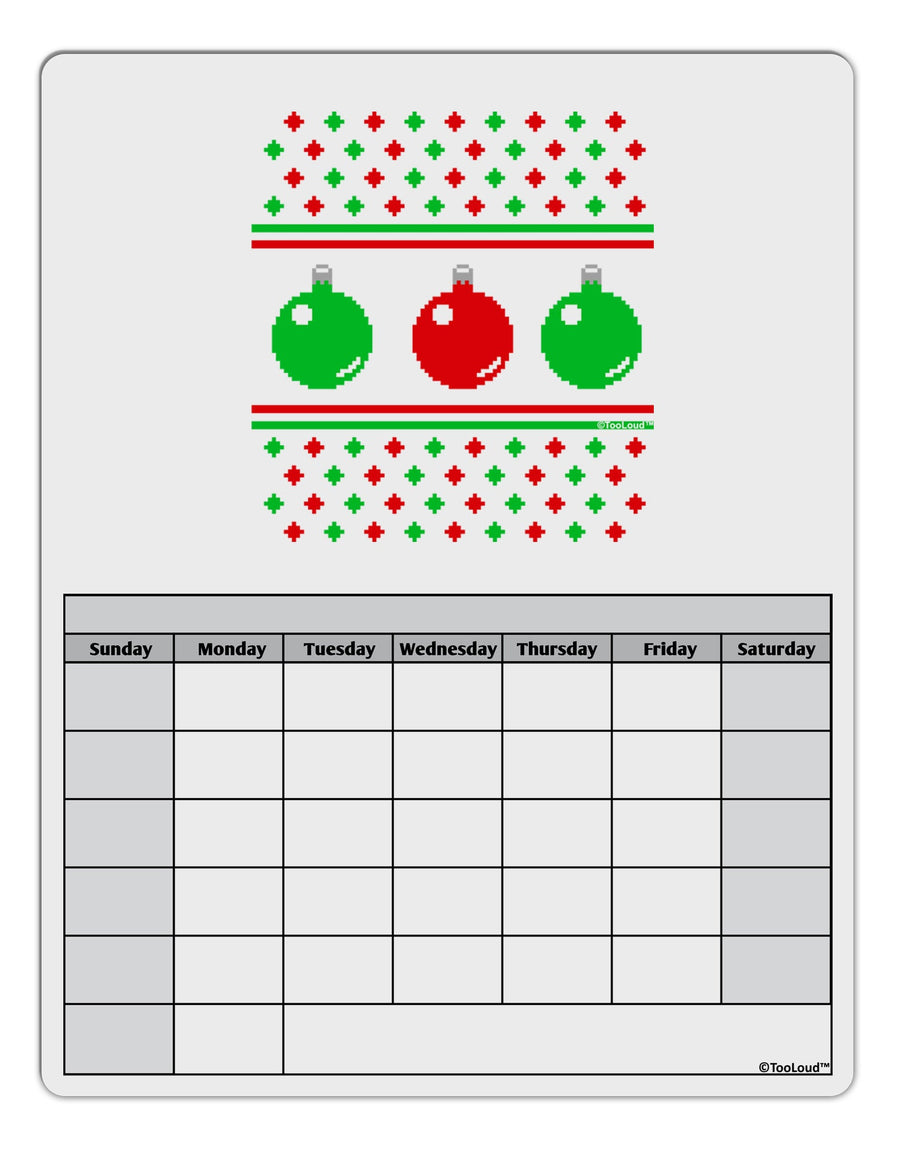 Ugly Christmas Sweater Ornaments Blank Calendar Dry Erase Board-Ornament-TooLoud-White-Davson Sales