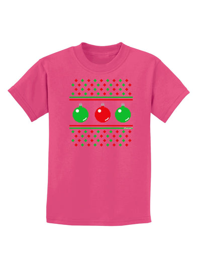 Ugly Christmas Sweater Ornaments Childrens Dark T-Shirt-Childrens T-Shirt-TooLoud-Sangria-X-Small-Davson Sales