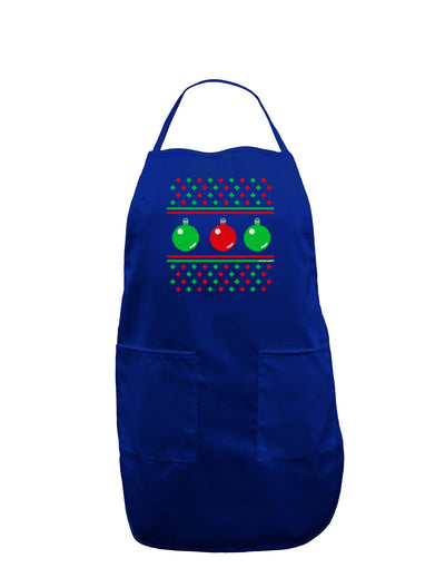 Ugly Christmas Sweater Ornaments Dark Adult Apron-Bib Apron-TooLoud-Royal Blue-One-Size-Davson Sales