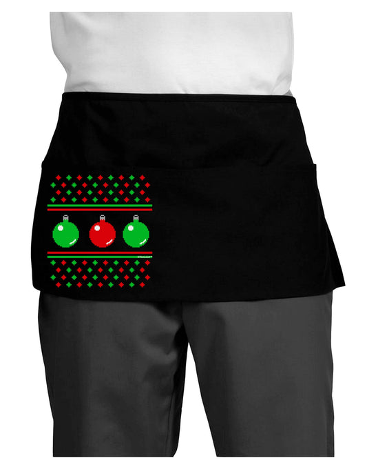 Ugly Christmas Sweater Ornaments Dark Adult Mini Waist Apron, Server Apron-Mini Waist Apron-TooLoud-Black-One-Size-Davson Sales