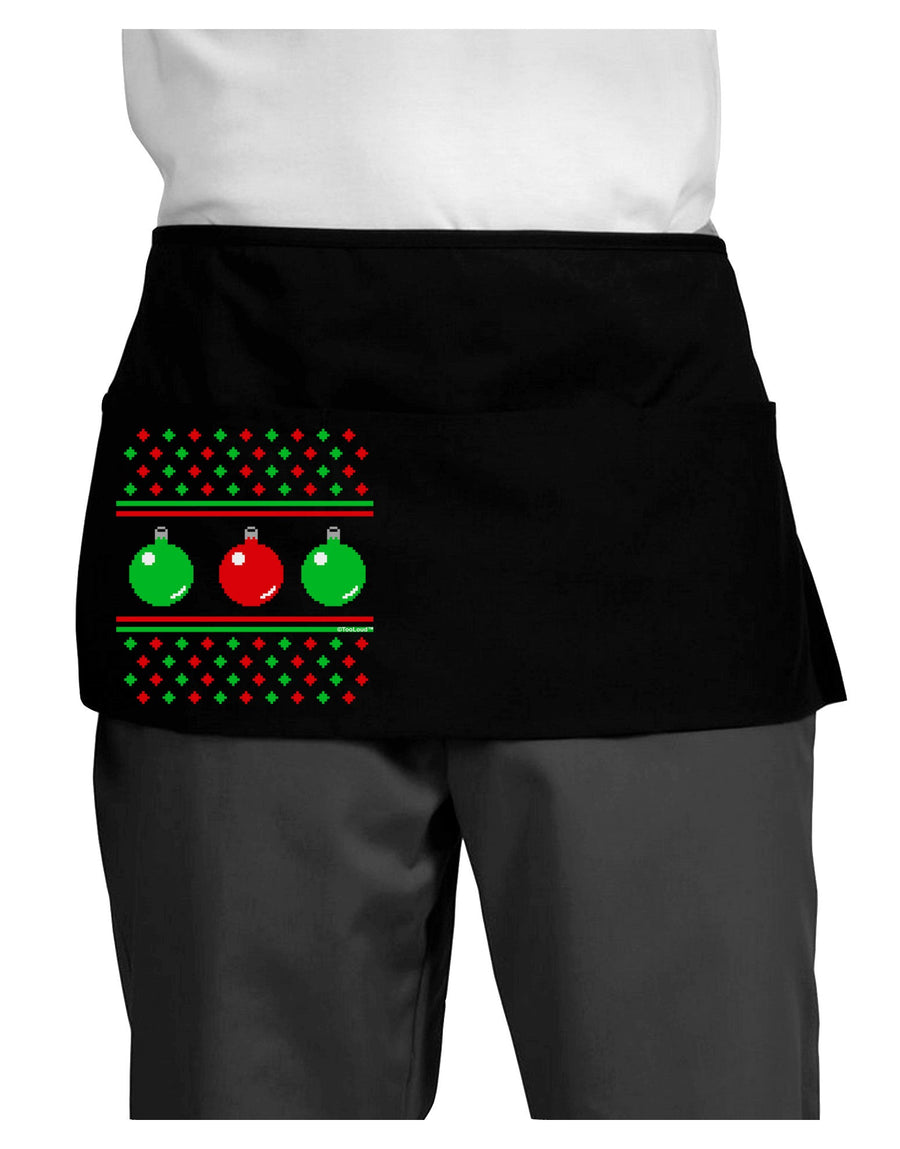 Ugly Christmas Sweater Ornaments Dark Adult Mini Waist Apron, Server Apron-Mini Waist Apron-TooLoud-Black-One-Size-Davson Sales