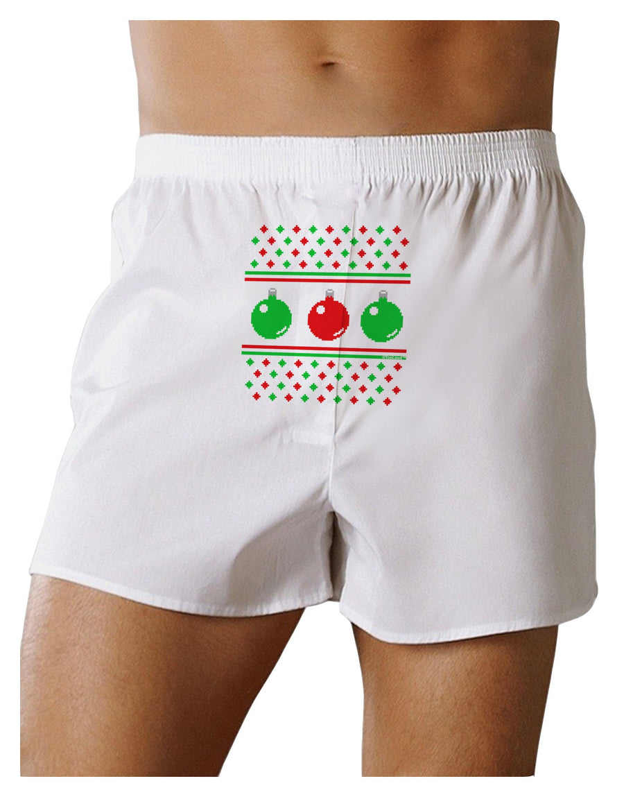 Ugly Christmas Sweater Ornaments Front Print Boxer Shorts-Boxer Shorts-TooLoud-White-Small-Davson Sales