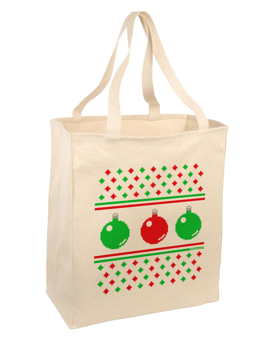 Ugly Christmas Sweater Ornaments Large Grocery Tote Bag-Grocery Tote-TooLoud-Natural-Large-Davson Sales