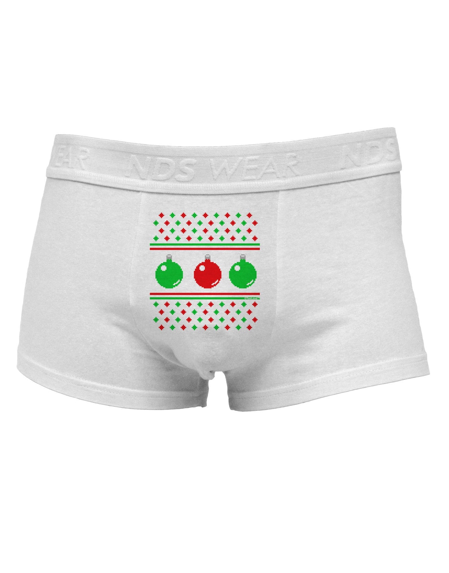 Ugly Christmas Sweater Ornaments Mens Cotton Trunk Underwear-Men's Trunk Underwear-NDS Wear-White-Small-Davson Sales