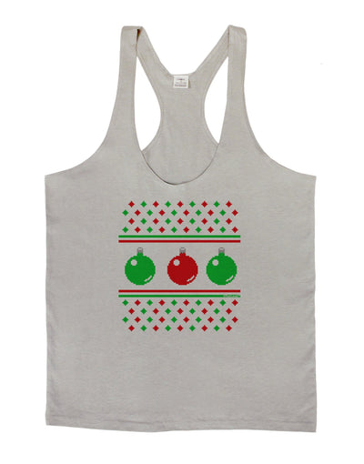 Ugly Christmas Sweater Ornaments Mens String Tank Top-Men's String Tank Tops-LOBBO-Light-Gray-Small-Davson Sales