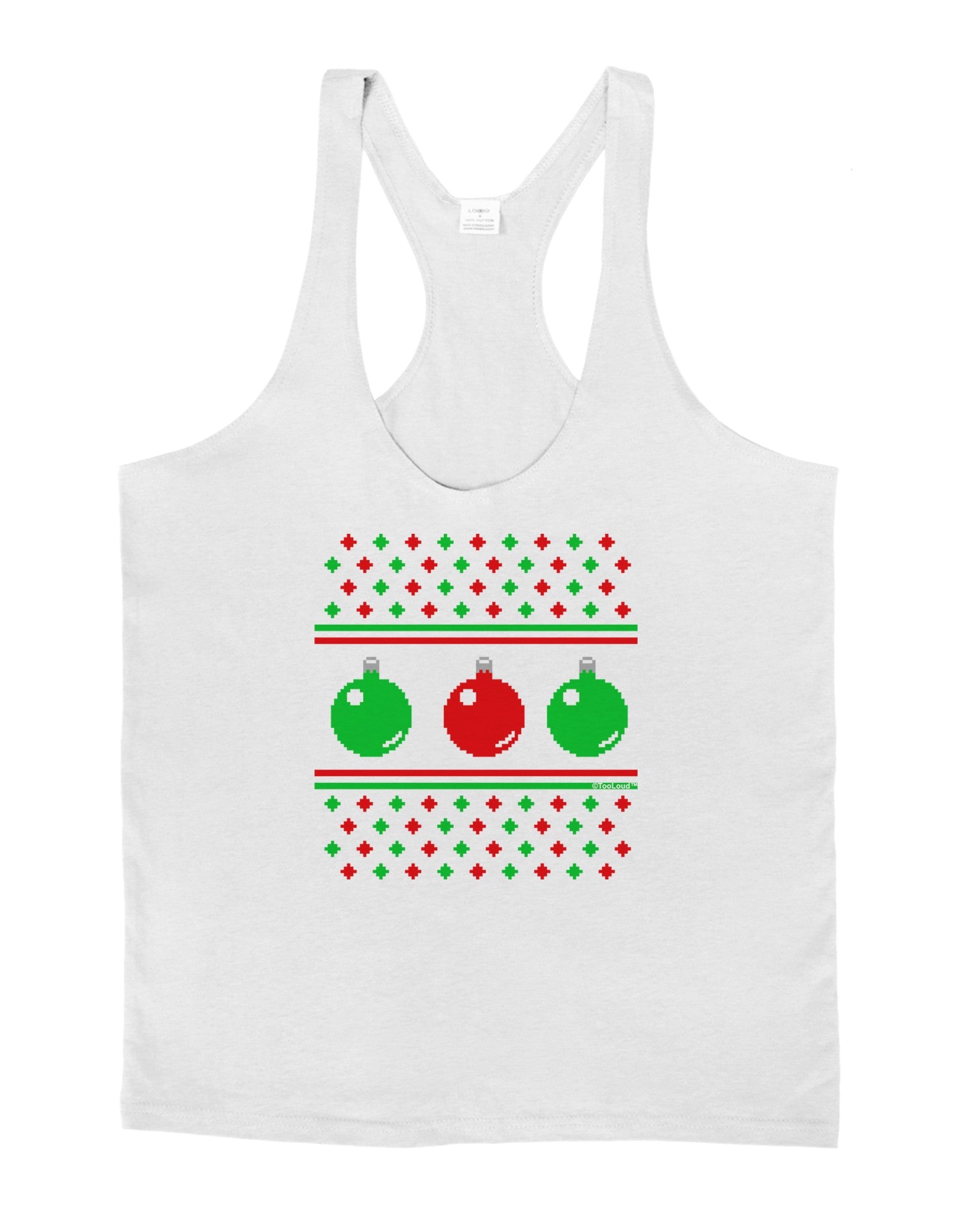 Ugly Christmas Sweater Ornaments Mens String Tank Top-Men's String Tank Tops-LOBBO-White-Small-Davson Sales