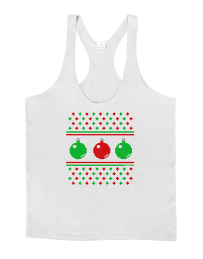 Ugly Christmas Sweater Ornaments Mens String Tank Top-Men's String Tank Tops-LOBBO-White-Small-Davson Sales