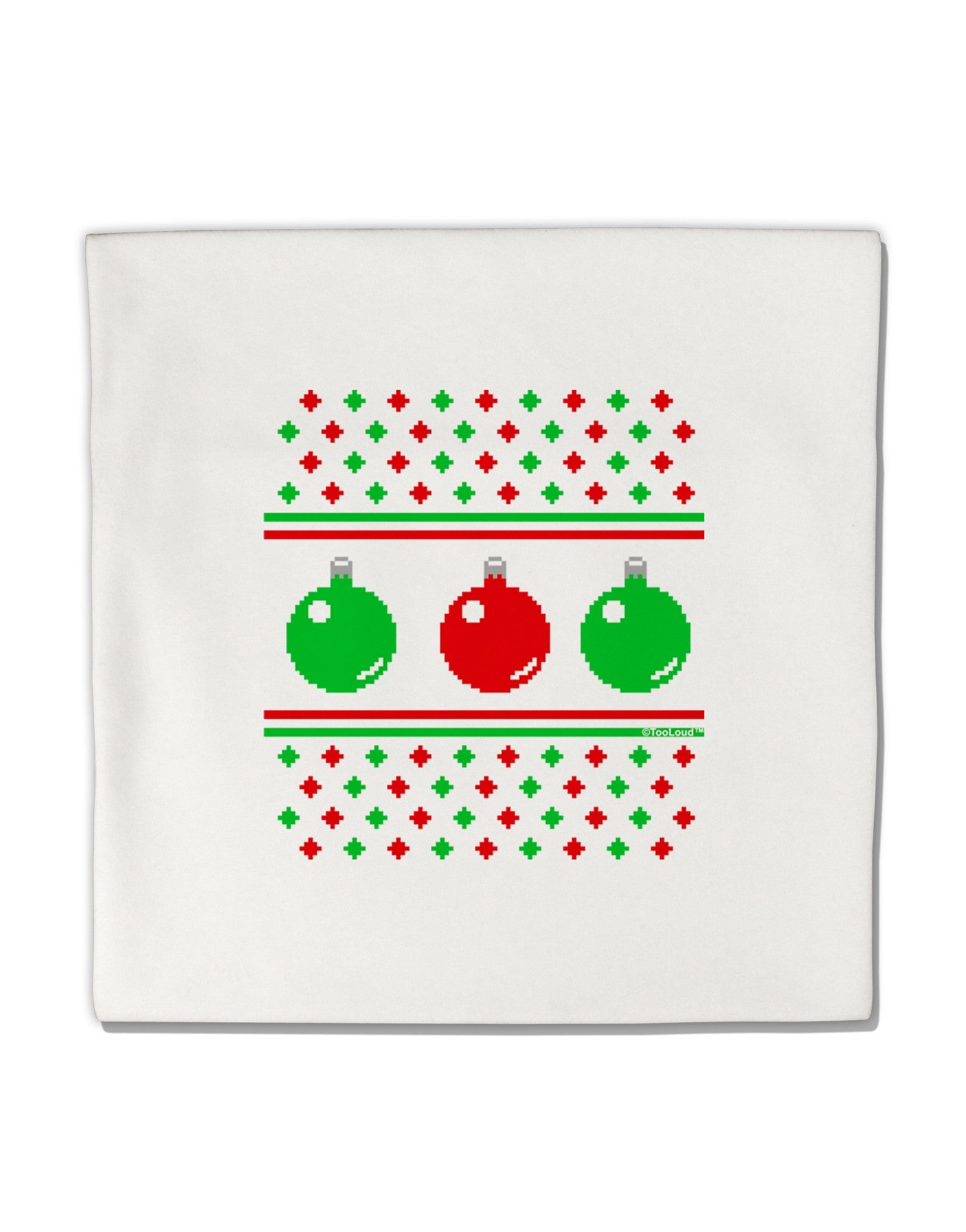 Ugly Christmas Sweater Ornaments Micro Fleece 14&#x22;x14&#x22; Pillow Sham-Ornament-TooLoud-White-Davson Sales