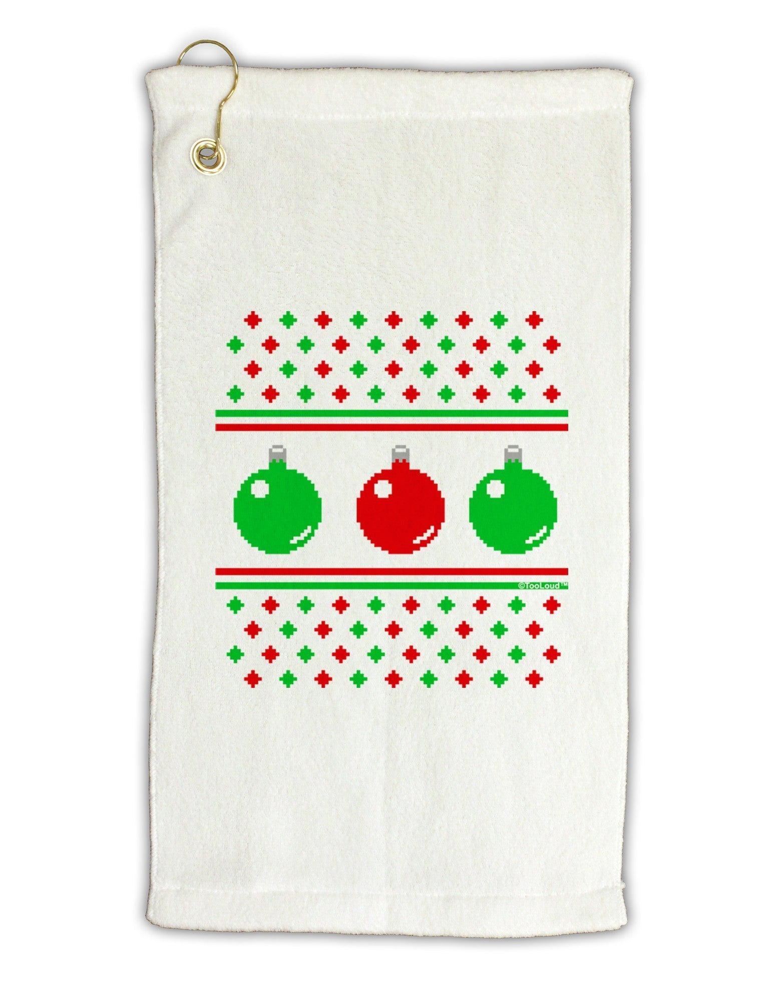 Ugly Christmas Sweater Ornaments Micro Terry Gromet Golf Towel 11&#x22;x19-Ornament-TooLoud-White-Davson Sales