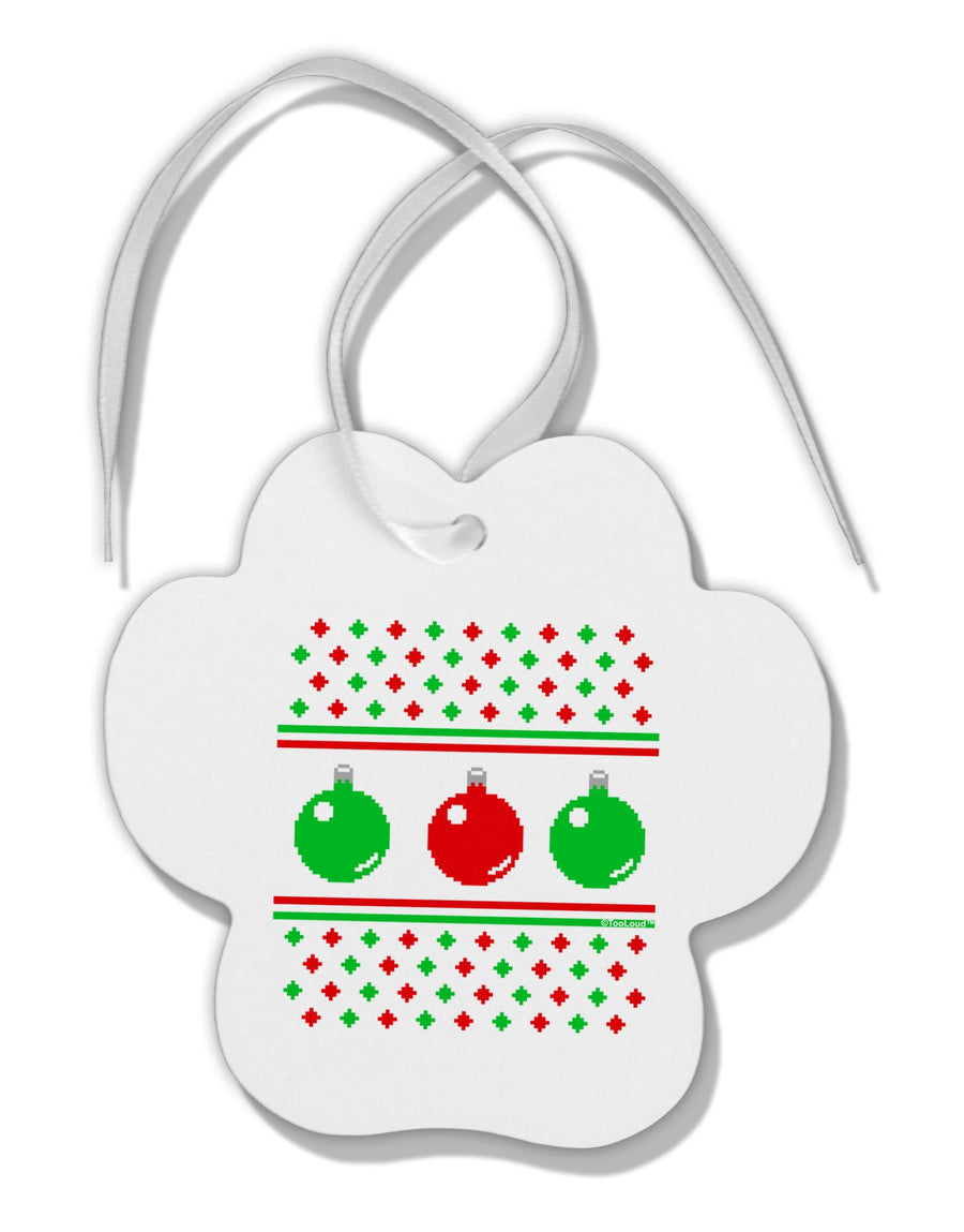 Ugly Christmas Sweater Ornaments Paw Print Shaped Ornament-Ornament-TooLoud-White-Davson Sales