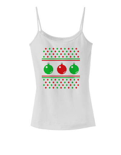 Ugly Christmas Sweater Ornaments Spaghetti Strap Tank-Womens Spaghetti Strap Tanks-TooLoud-White-X-Small-Davson Sales