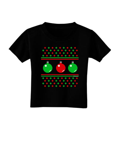 Ugly Christmas Sweater Ornaments Toddler T-Shirt Dark-Toddler T-Shirt-TooLoud-Black-2T-Davson Sales