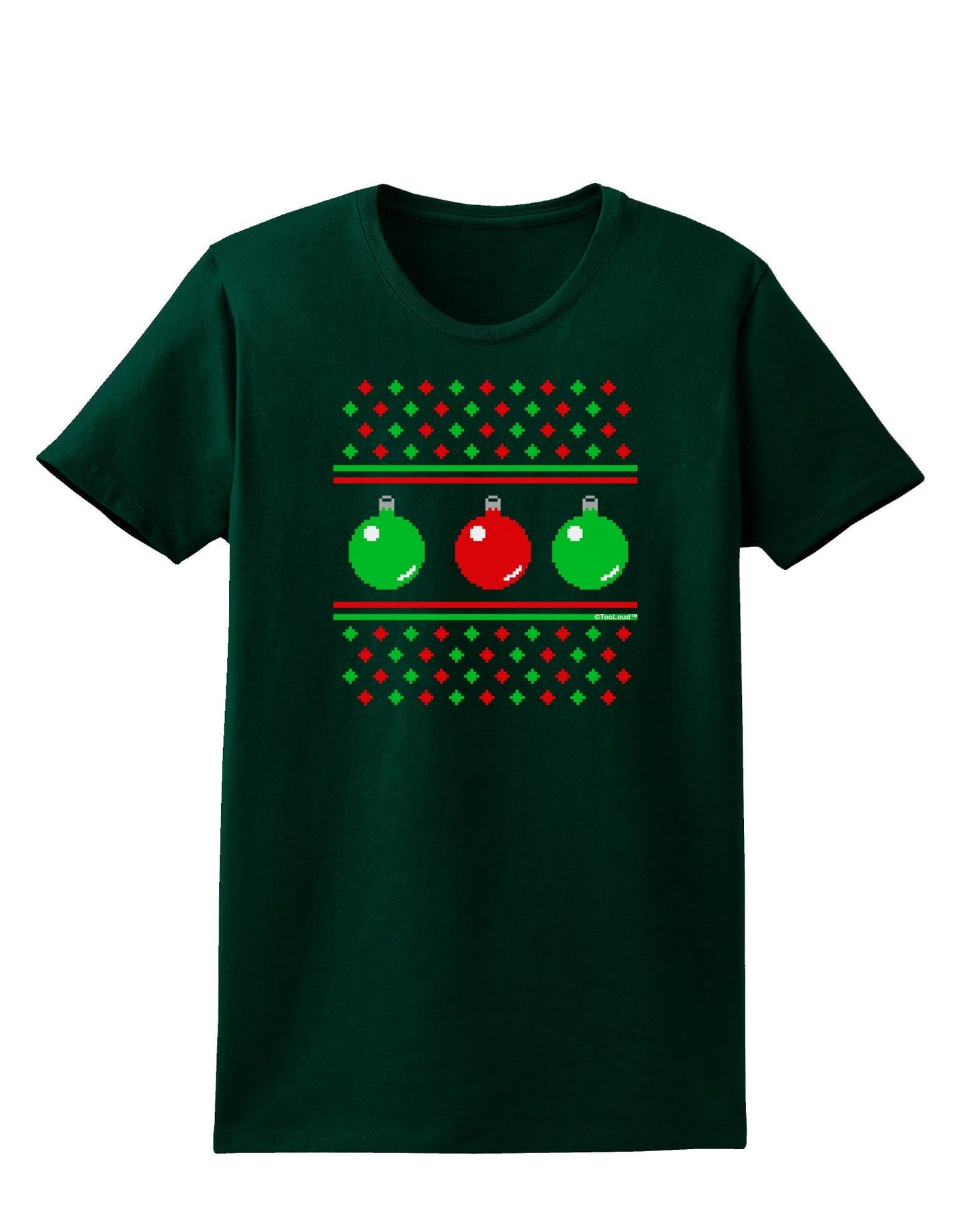 Ugly Christmas Sweater Ornaments Womens Dark T-Shirt-Ornament-TooLoud-Forest-Green-Small-Davson Sales