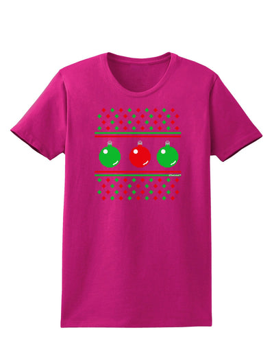 Ugly Christmas Sweater Ornaments Womens Dark T-Shirt-Ornament-TooLoud-Hot-Pink-Small-Davson Sales