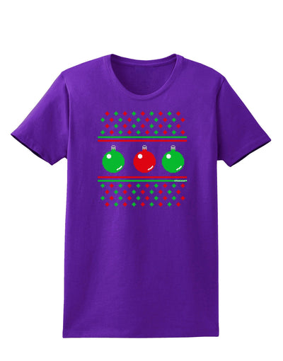 Ugly Christmas Sweater Ornaments Womens Dark T-Shirt-Ornament-TooLoud-Purple-X-Small-Davson Sales