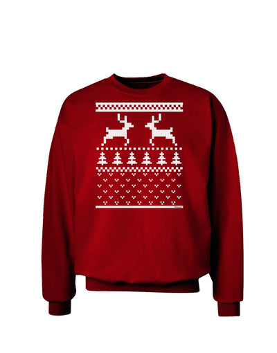 Ugly Christmas Sweater Reindeer Pattern Adult Dark Sweatshirt-Sweatshirts-TooLoud-Deep-Red-Small-Davson Sales