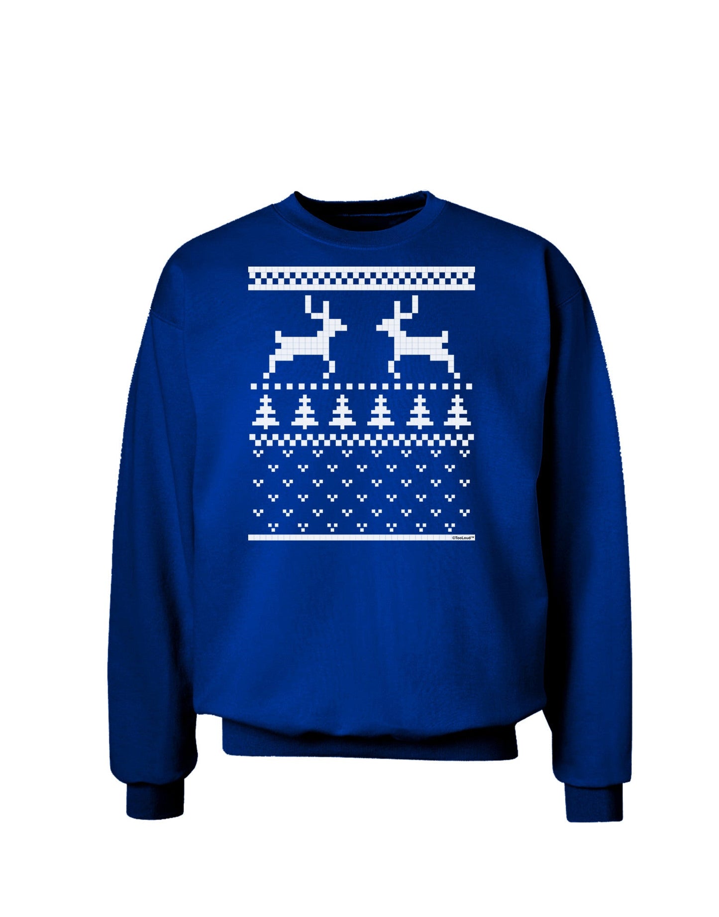 Ugly Christmas Sweater Reindeer Pattern Adult Dark Sweatshirt-Sweatshirts-TooLoud-Deep-Royal-Blue-Small-Davson Sales
