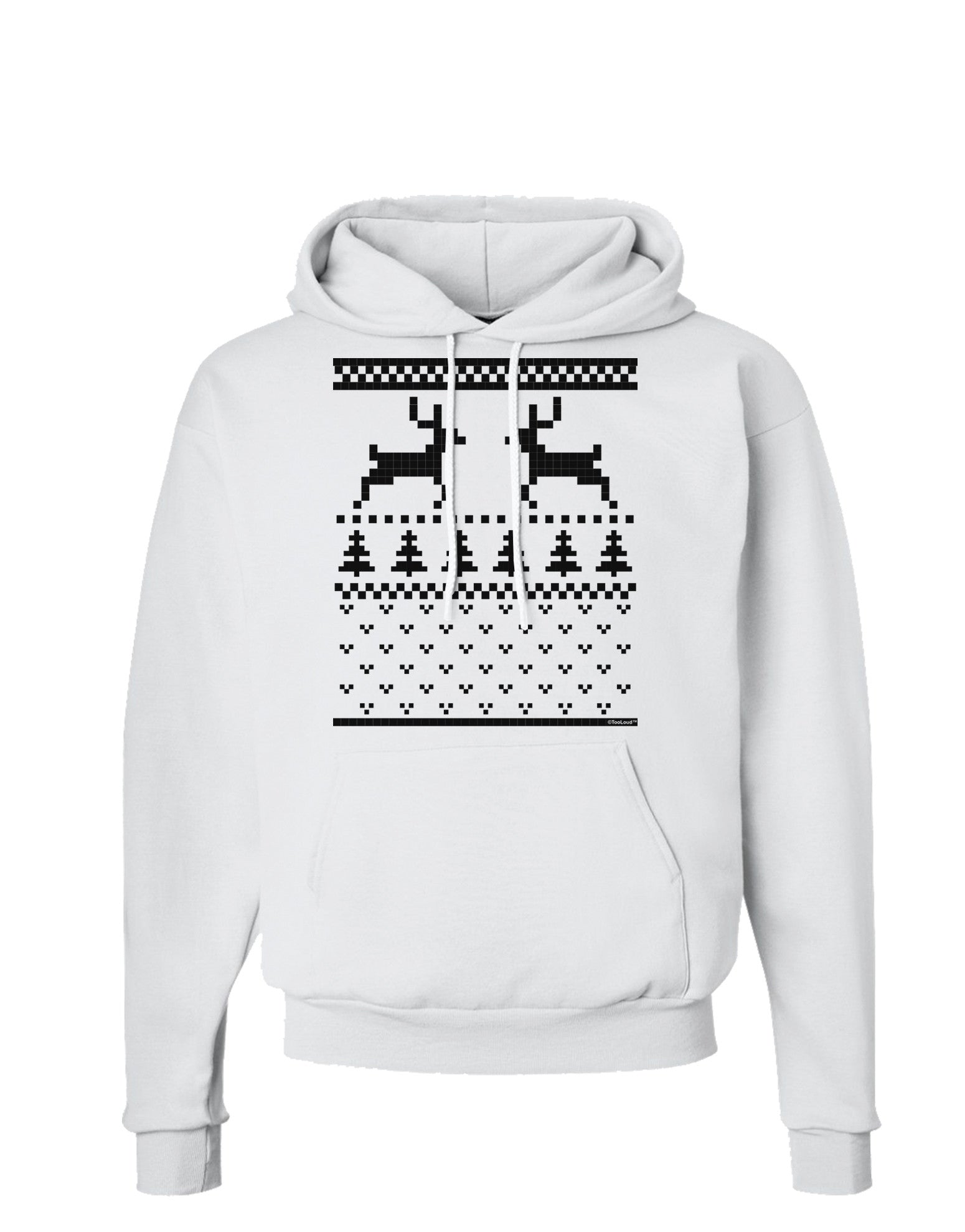Ugly Christmas Sweater Reindeer Pattern Hoodie Sweatshirt-Hoodie-TooLoud-White-Small-Davson Sales
