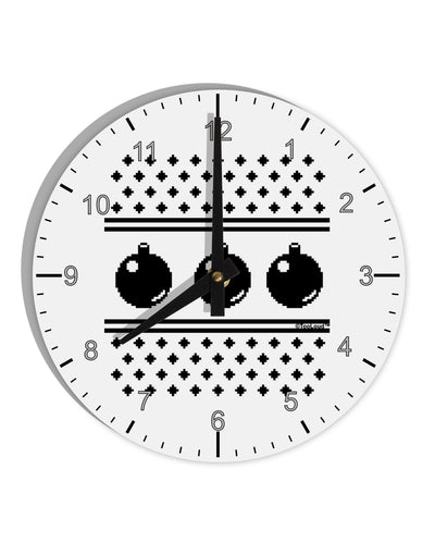 Ugly Sweater Ornaments BnW 10 InchRound Wall Clock with Numbers-Wall Clock-TooLoud-White-Davson Sales