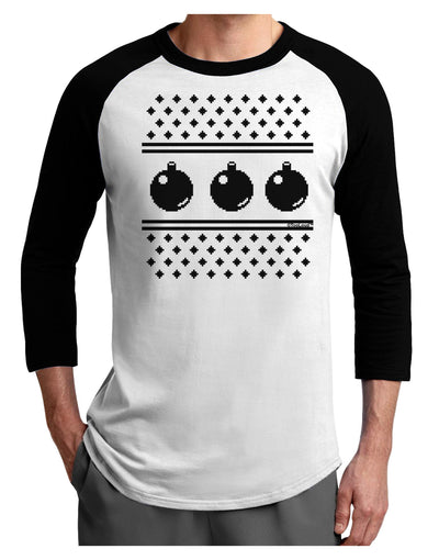 Ugly Sweater Ornaments BnW Adult Raglan Shirt-Ornament-TooLoud-White-Black-X-Small-Davson Sales