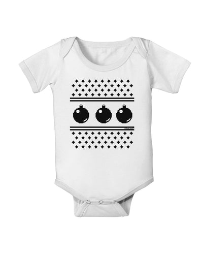 Ugly Sweater Ornaments BnW Baby Romper Bodysuit-Ornament-TooLoud-White-06-Months-Davson Sales