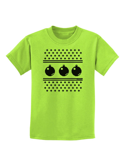 Ugly Sweater Ornaments BnW Childrens T-Shirt-Ornament-TooLoud-Lime-Green-X-Small-Davson Sales
